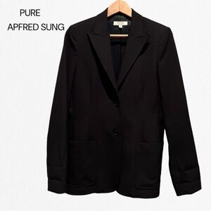 RARE VINTAGE ALFRED SUNG PURE Women’s Black Two Button Blazer Front Pockets